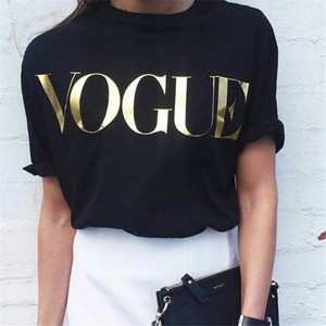 vogue short sleeve t shirt women 欧美时尚字母短袖纯棉上衣女