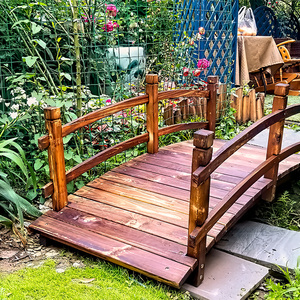 户内外庭院鱼池装饰摆件室内自制景观造景木桥别墅花园流水拱桥