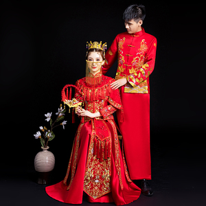 秀禾服新娘2018新款中式婚纱结婚秀禾礼服新郎情侣大码男女秀和服