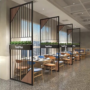 餐厅工业风铁艺卡座隔断饭店包间屏风背景墙火锅烧烤店装饰格挡