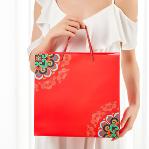 中国风礼品袋中秋节手提袋烟酒月饼包装袋节日婚礼红色纸袋定制