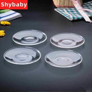 家用小碟子咖啡碟点心小吃碟坚果盘茶杯托欧式杯垫透明玻璃小圆碟