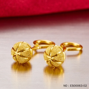 柏泰珠宝 黄金耳钉9999足金光砂圆款豆豆珠子时尚新款纯金耳环