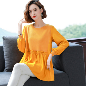 假两件套毛衣女士早春装2021年新款爆款洋气低领针织打底衫上衣服