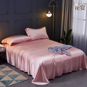 花宴25姆米真丝床单 100桑蚕丝防滑床笠无拼接宽幅丝绸加厚床单