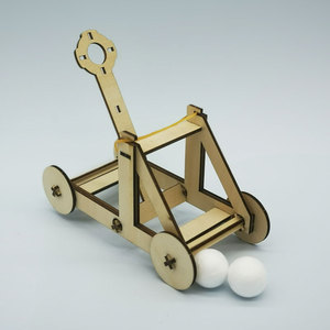 儿童科技小制作投石机弩车模型机械拼装木质科学发明自制手工玩具