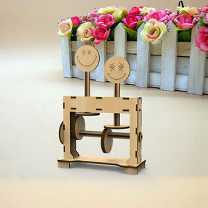 幼儿园科技制作小发明偏心轮跳舞机木质齿轮联动儿童自制手工玩具