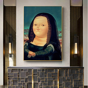 胖版蒙娜丽莎玄关装饰画创意人物可爱搞笑客厅卧室画简约餐厅挂画