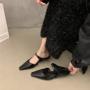 韩版设计感平底包头半拖鞋乐福鞋软底单鞋穆勒鞋秋冬小众法式女鞋