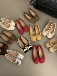 温柔芭蕾瓢鞋平底鞋法式复古软底银色新中式红色单鞋春小香风女鞋