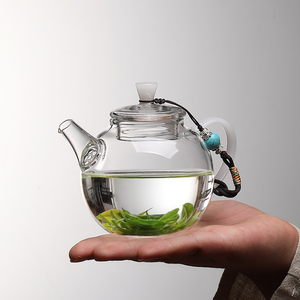 一人喝小茶壶玻璃绿茶专用女士对嘴喝泡茶小型小号精致茶具家用