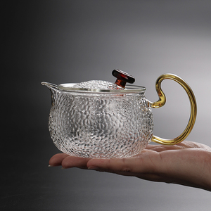 玻璃小茶壶泡茶家用迷你茶水分离日式锤纹功夫茶具单壶过滤冲茶器
