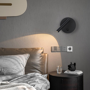 带开关可旋转壁挂圆形极简现代简约聚光阅读灯卧室床头小射灯壁灯