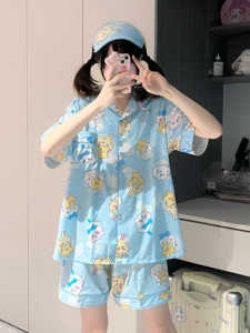 吉伊卡哇夏季新款小众短袖纯棉卡通可爱小众睡衣甜美家居服睡衣