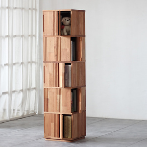 实木旋转书架置物架儿童绘本简易防尘省空间简约落地学生创意书柜