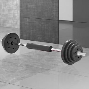 三乔环保杠铃100公斤套餐小孔包胶杠铃50kg举重杠铃片直杆曲杆