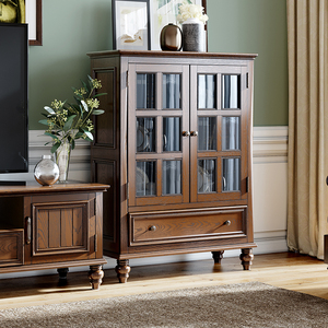 酒柜客厅酒架餐厅玻璃白蜡木餐边柜复古简美客拉客家具旗舰店2990