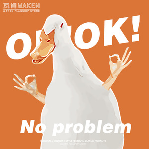 大鹅鸭子ok潮牌男女情侣装短袖宽松纯棉春夏季t恤半袖上衣服百搭