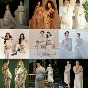 展会新款孕妇照服装法式复古公主唯美连衣裙大肚摄影艺术拍照主题