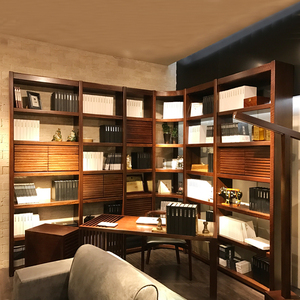 楷模家具l13博士书柜家具组合正品书房展示隔断柜简约现代胡桃木