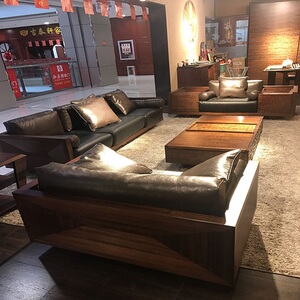 coomo楷模家具旗舰店专柜正品凡尔赛沙发组合胡桃木单人真皮储物