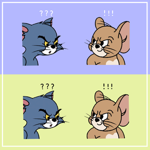 潮流情侣卡通猫和老鼠汤姆杰瑞字母热转印衣服图案印花贴柯式烫画