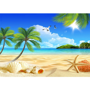 新款椰树海鸥海滩风景满钻石画现代客厅卧室小幅手工简单画十字绣
