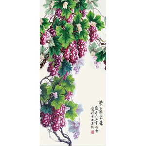 客厅玄关竖版满钻石画葡萄风景图装饰紫气东来手工十字绣挂画简单