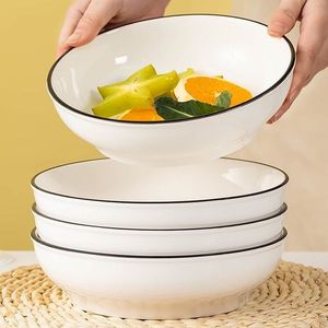 新款加厚深汤盘陶瓷圆盘菜盘子家用日式餐具创意简约水果盘早餐盘