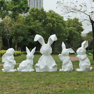 玻璃钢几何兔子雕塑户外园林景观动物摆件公园售楼处草坪装饰小品