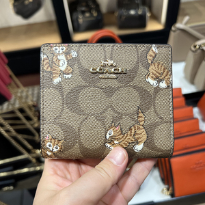 小二宝美代coach/蔻驰女士钱包短款对折钱夹按扣卡包c2862 cb605