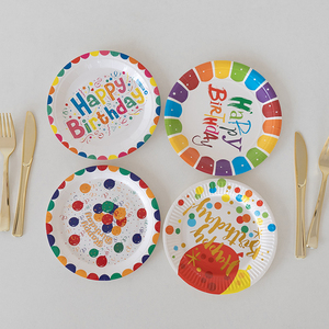 派对纸盘一次性生意布置甜品台装饰蛋糕碟子儿童派对餐具野餐盘纸