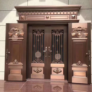 铜门别墅进户大门高端双层玻璃子母门两道单双开复合门纯铜入户门