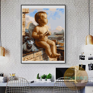 diy数字油画天使裸小孩手绘客厅卧室装饰人物风景填色油彩装饰画