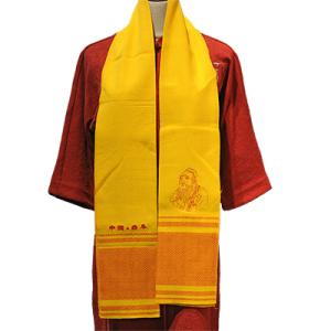 鲁锦祭祖黄围巾纯棉提花拜师礼曲阜祭孔宗亲庙会祈福纪念颁奖刺绣