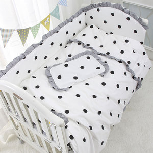 婴儿床床围专用四件套三面一体婴儿床笠防撞头a类母婴床品软包