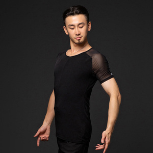 hcdance皇朝拉丁舞服男舞衣短袖男士舞服上衣国标舞摩登舞练功服