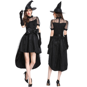分码 万圣节服装成人 女巫婆游戏服 性感魔女 黑色女巫舞台演出服