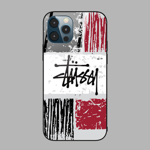 适用于苹果12斯图西手机壳iphone11promax潮牌玻璃壳stussy涂鸦个性