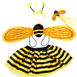 六一儿童节 演出服装小蜜蜂道具 公主舞蹈裙 小蜻蜓翅膀四件套