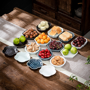 小茶点盘新中式禅意糕点盘子点心盘迷你茶几果盘零食供盘供果碟子