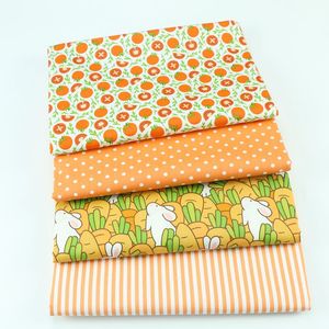 橘色布组卡通番茄胡萝卜兔子印花布儿童全棉包被罩衣斜纹梭织面料