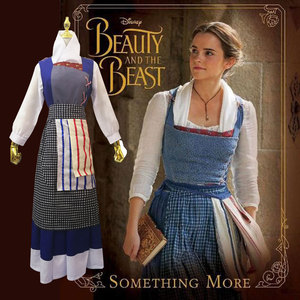 电影版真人版美女与野兽 贝儿公主女仆装 中世纪平民女佣服 cos裙