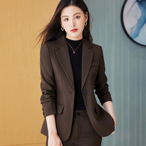 深咖色西装套装女秋冬2022新款小个子气质修身高端职业小西服外套
