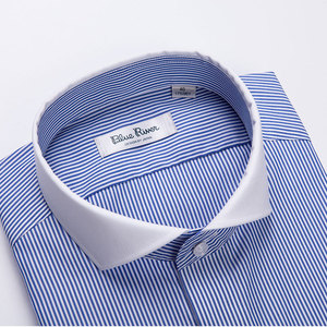 blue river/蓝河一字温莎领衬衫男长袖衬衣男士纯棉修身商务秋装
