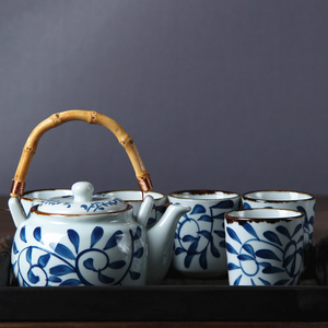 和风四季釉下彩陶瓷茶具茶杯功夫茶壶茶杯提梁茶壶创意茶具套装
