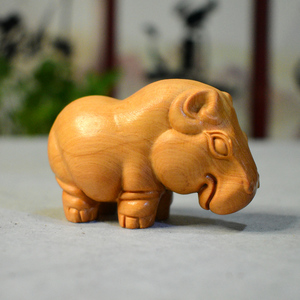 崖柏木雕刻随身把玩手把件河马家居动物工艺品小摆件和气生财