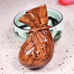 黄花梨木代代有钱袋子福袋雕刻手把件车小挂件摆件工艺品装饰推荐