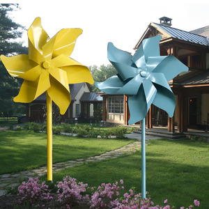 户外园林铁艺旋转大风车摆件庭院公园草坪景观雕塑创意落地装饰品