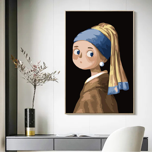 数字油画diy手工填色名人名画q版蒙娜丽莎卡通动漫油彩治愈装饰画